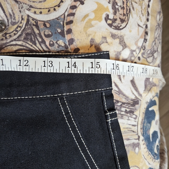 ZARA trf womens black mini skirt white stitching, pockets, zip fly size M 039 - Picture 2 of 10